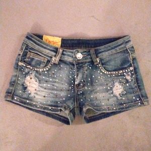 Embellished machine shorts